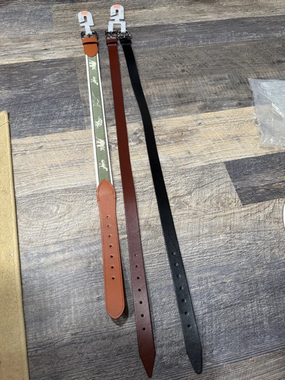 Boys Leather and Canvas Strap Set - Black, Brown, Tan